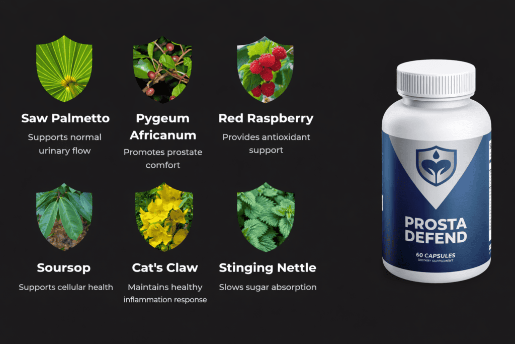 Natural ingredients used in the Prosta Defend formula